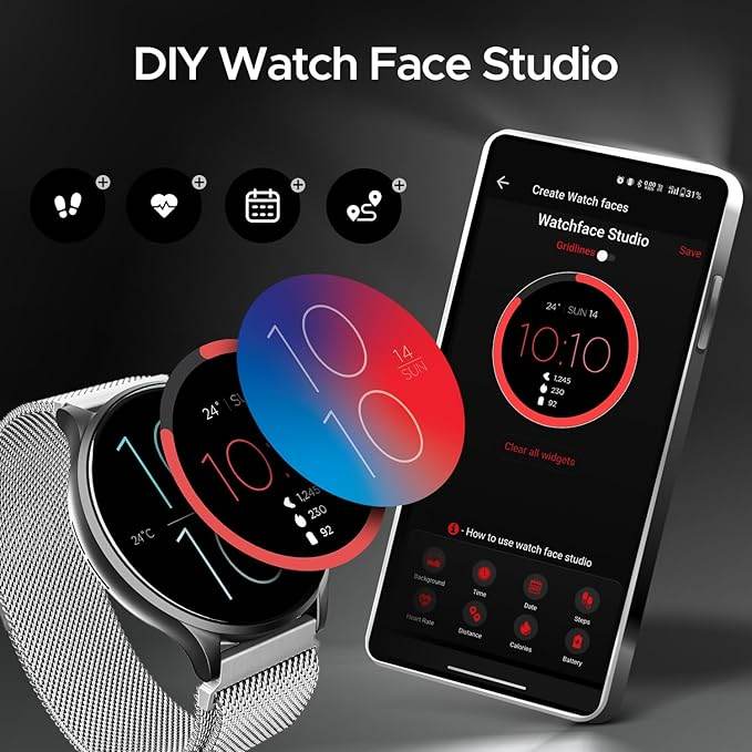 boAt Lunar Orb with 1.45"(3.68 cm) AMOLED Display, BT Calling, Smart Watch for Men & Women (Metal Grey) - Rajputtrade