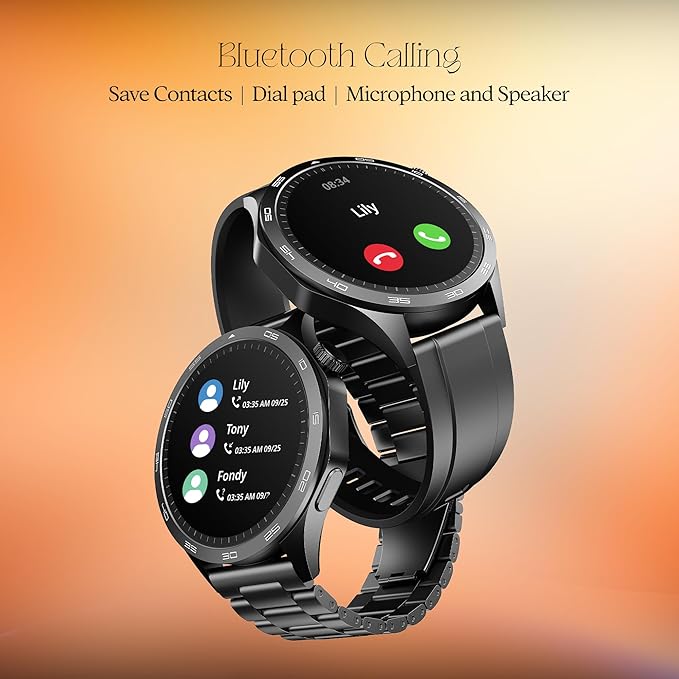 boAt Enigma Radiant Men's Luxury Watch w/Functional Crown, Upto 6 Days Battery, 1.43"(3.63 cm) AMOLED Display Smart Watch (Active Black)