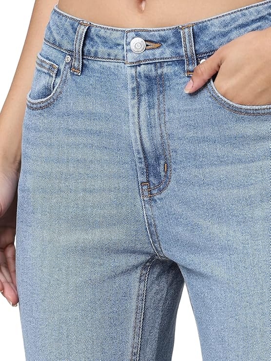 Women's Straight Fit Jeans, Medium Blue Denim (Size 33) - Rajputtrade