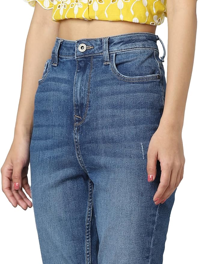 Women's Skinny Jeans, Medium Blue Denim (Size 34) - Rajputtrade