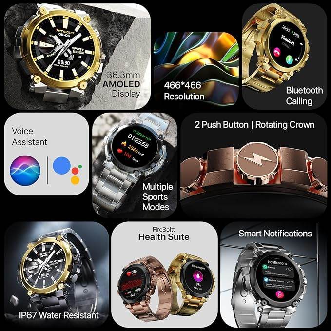 Fire-Boltt Dominian 36.3mm (1.43 inch) AMOLED Display, IP67, Weather Updates (Twilight Copper) - Rajputtrade