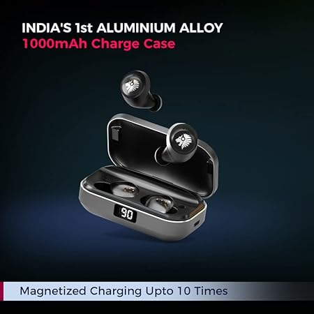 One Roar Denx45 Aluminium Alloy Bluetooth Truly Wireless in Ear Earbuds, Ipx6, Low Latency (Dark Silver) - Rajputtrade