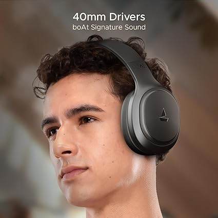 boAt Rockerz 430 w/ 40mm Drivers, Beast Mode w/ 40ms Latency, 40hrs Playback, Bluetooth Over Ear Headphones(Black Sabre) - Rajputtrade