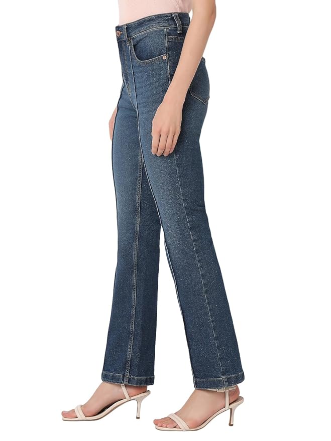 Women's Relaxed Jeans, Dark Blue Denim (31) - Rajputtrade