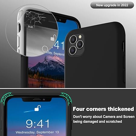 iPhone 11 Pro 5.8 inch, Shockproof Slim Back Cover Liquid Silicone Case - Black - Rajputtrade