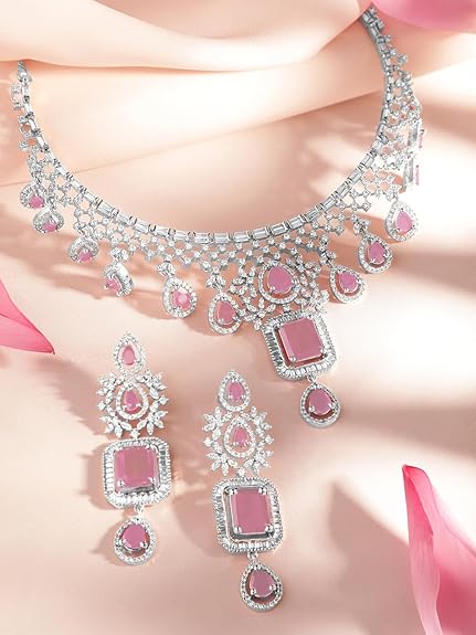 Rose Gold Plated Handcrafted Artificial Jewelry Set- Earrings For Women and Girls - Rajputtrade