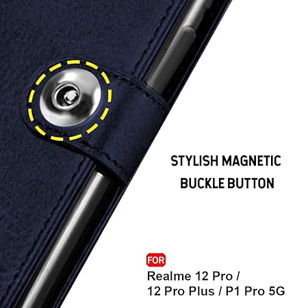 Realme 12 Pro / 12 Pro Plus 5G / Realme P1 Pro 5G | Genuine Leather Finish (Flip Blue)