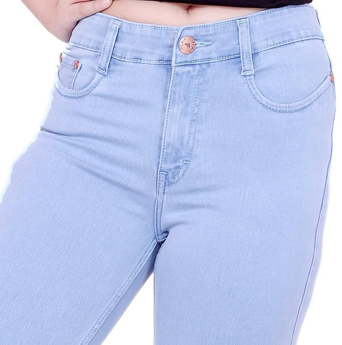 Stretchable Denim Pencil Fit Regular Fit High Waist Jeans for Women (Ice Blue) - 50 - Rajputtrade