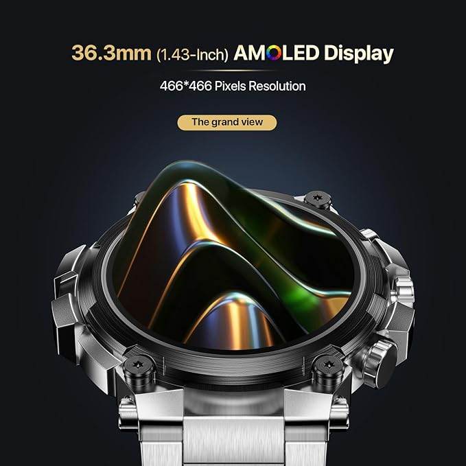 Fire-Boltt Dominian 36.3mm (1.43 inch) AMOLED Display, IP67, Weather Updates (Black Silver) - Rajputtrade