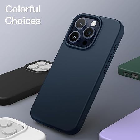 iPhone 15 Pro Case 6.1, Slim Liquid Silicone 3 Layers Full Covered Soft (Blue)