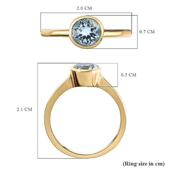 925 Sterling Silver Birthstone Ring for Women | 2 Ct Solitaire Bezel Set Gemstone | 18K Gold Plated | - Rajputtrade