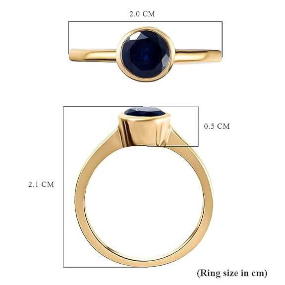 925 Sterling Silver Birthstone Ring for Women | 2 Ct Solitaire Bezel Set Gemstone | 18K Gold Plated | - Rajputtrade