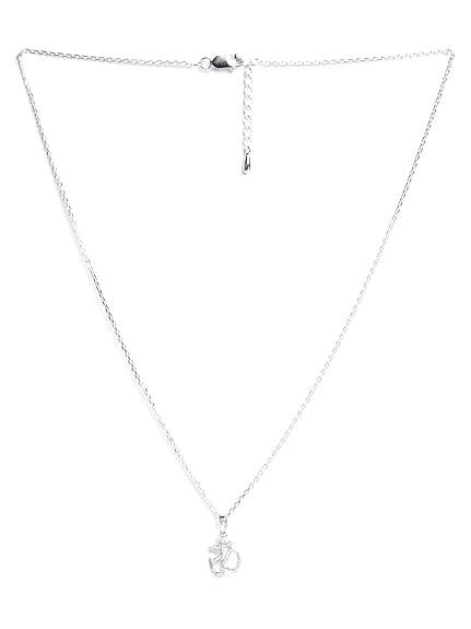 925 Sterling Silver Shine Om Pendant Necklace for Men & Women | With or Without Chain | Religious, Platinum Plated. Swiss Zircon - Rajputtrade
