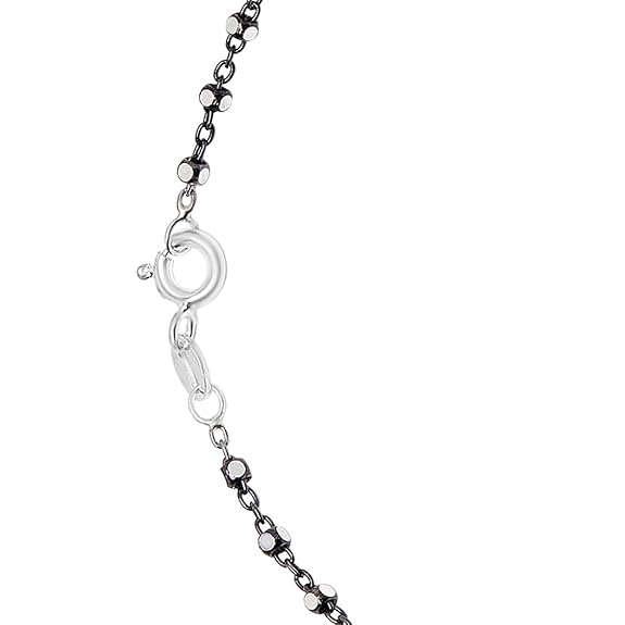 925 Sterling Silver Beaded Black Rhodium Plated Chain Anklet (Pair) | Gift for Women & Girls | - Rajputtrade