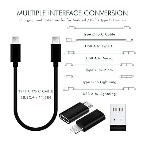 All in One 60W USB Fast Charging Travel Cable Set Type C, Lightening and Micro USB Port Inbuilt Mobile Stand | iPhone, iPad,Samsung