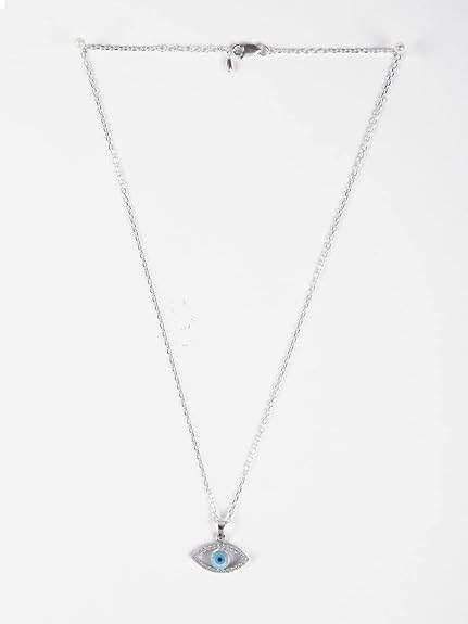 925 Sterling Silver Evil Eye Halo Pendant Necklace | with or Without Chain | Gift for Women and Girls - Rajputtrade