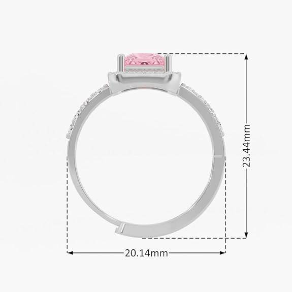 925 Sterling Silver 18K Gold and Rose Gold Plated Radiant Square Halo Ring | Gift for Women and Girls - Rajputtrade