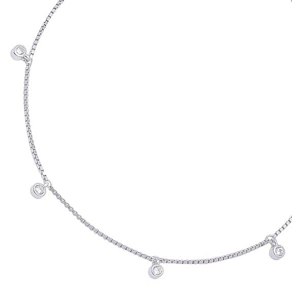 925 Sterling Silver Cubic Zirconia CZ Drop Adjustable Rhodium Plated Chain Anklet (Pair) | Gift for Women & Girls | - Rajputtrade