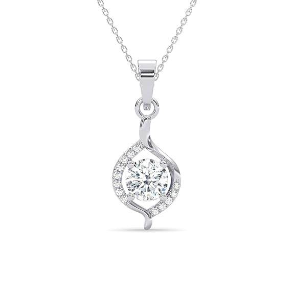 925 Sterling Silver Etta Solitaire Pendant Earrings Chain Necklace Jewellery Set | Platinum Plated, Swiss Zirconia |Gift for Women and Girls - Rajputtrade