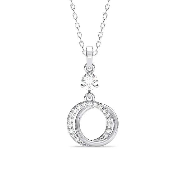 925 Sterling Silver Circle of Joy Pendant Earrings Chain Necklace Jewellery Set | Platinum Plated, Swiss Zirconia | Gift for Women and Girls - Rajputtrade