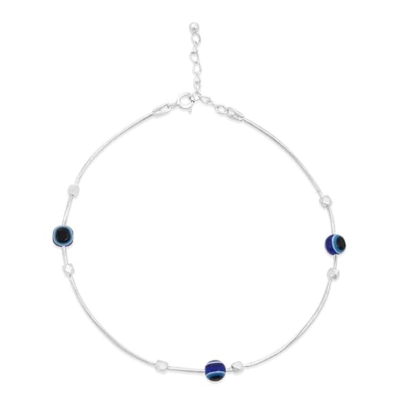 925 Sterling Silver Anklet | Rhodium Plated Precious Cubic Zirconia Women Chain Anklet | Gifts For Women & Girls | - Rajputtrade