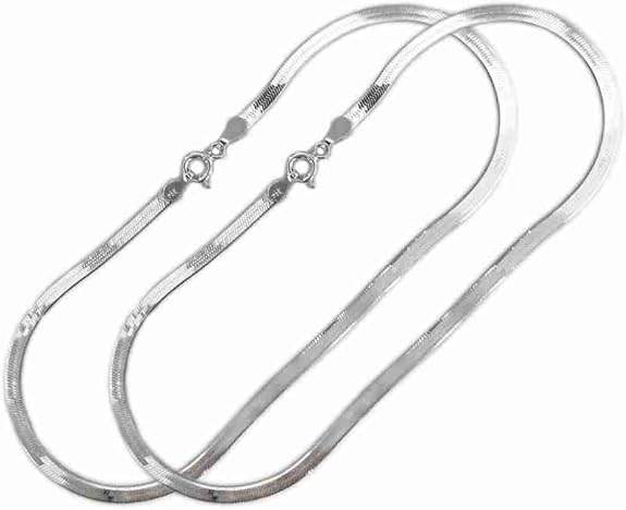 925 silver Flat Flexible Anklets (Snake chain Payal) Set of 2 | gift for women and girls | - Rajputtrade