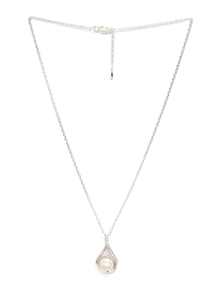 92.5 Sterling Silver Real Pearl Pendant with Chain |Gift for Women and Girls