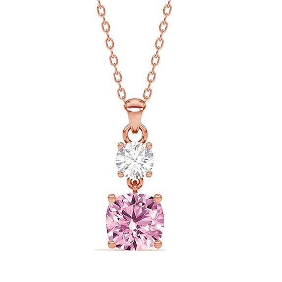 925 Sterling Silver Rosa Pendant Earring Chain Jewellery Set | Rose Gold Plated, Swiss Zirconia | Gift for Women & Girls - Rajputtrade