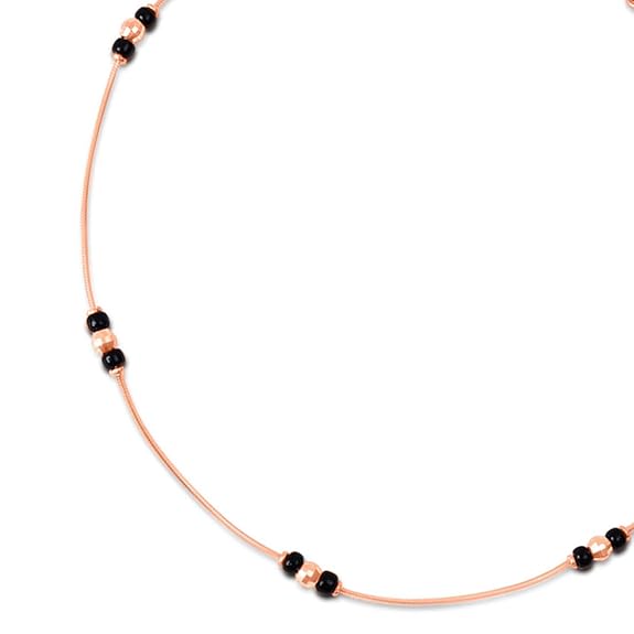 925 Sterling Silver Beads Minimal Rose Gold Plating Chain Anklet (Single) | Gift for Women & Girls | - Rajputtrade