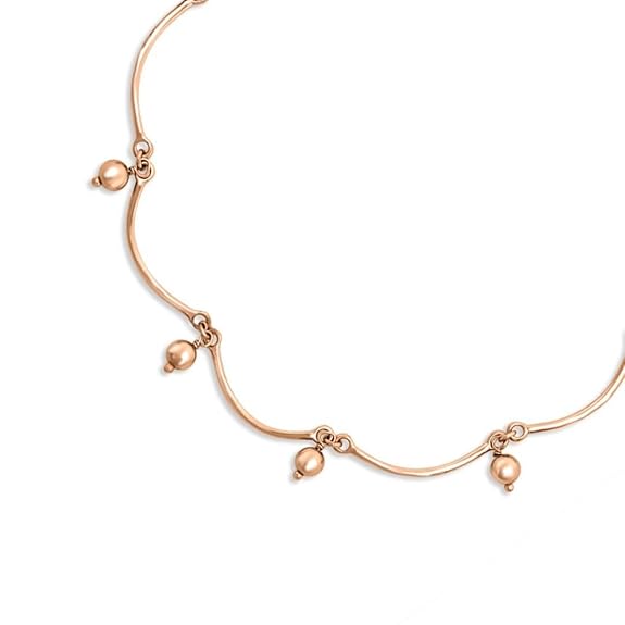 925 Sterling Silver Beads Drop Rose Gold Plating Hanging charm anklet (Single) | Gift for Women & Girls | - Rajputtrade