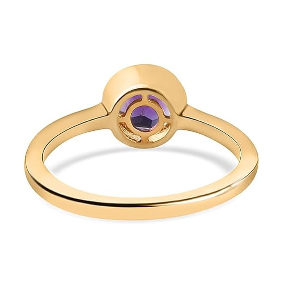 925 Sterling Silver Birthstone Ring for Women | 2 Ct Solitaire Bezel Set Gemstone | 18K Gold Plated | - Rajputtrade