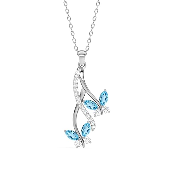925 Sterling Silver Butterfly Pendant Earring Chain Jewellery Set | Rhodium Plated, Swiss Zirconia | Gift for Women & Girls