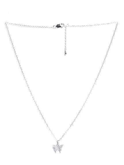 925 Sterling Silver Fia Butterfly Pendant Earrings Chain Necklace Jewellery Set | Platinum Plated, Swiss Zirconia | Gift for Women and Girls - Rajputtrade