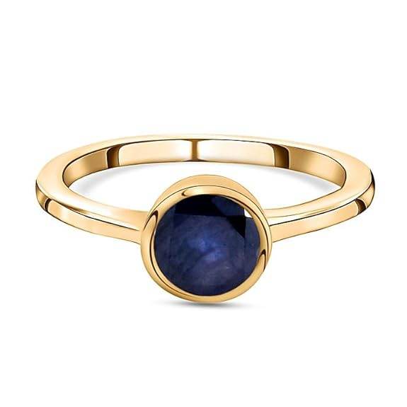 925 Sterling Silver Birthstone Ring for Women | 2 Ct Solitaire Bezel Set Gemstone | 18K Gold Plated | - Rajputtrade