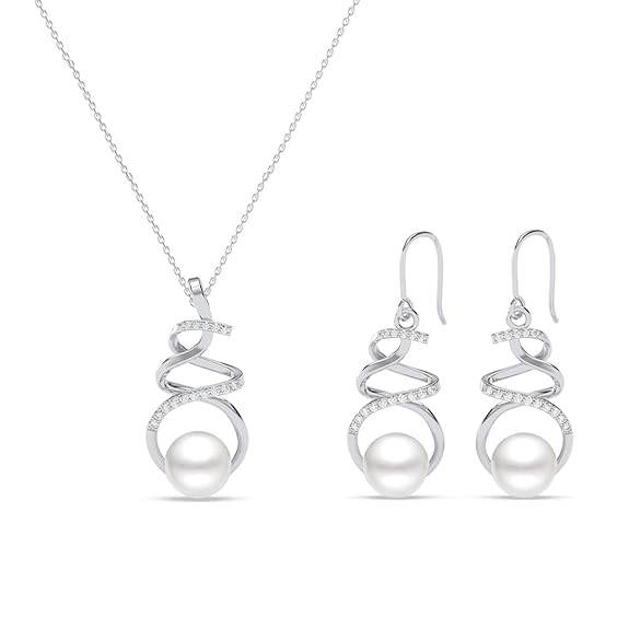 925 Sterling Silver Lotus Pendant Earrings Chain Necklace Jewellery Set | Rose Gold Plated, Swiss Zirconia | Gift for Women and Girls - Rajputtrade