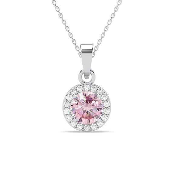 925 Sterling Silver Tove Pink Solitaire Pendant Earrings Chain Necklace Jewellery Set | Platinum Plated, Swiss Zirconia |Gift for Women and Girls - Rajputtrade