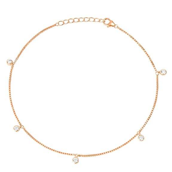 925 Sterling Silver Rose Gold Plated Anklet Pair for Women | Gift for Women & Girls | - Rajputtrade