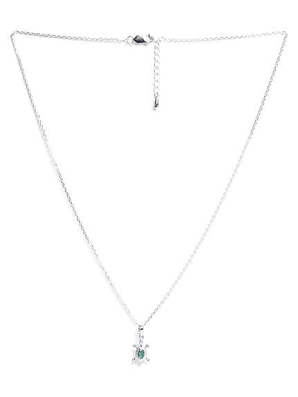 925 Sterling Silver Good Luck Tortoise Turtle Pendant Necklace for Men & Women | With or Without Chain | Religious, Platinum Plated. Swiss Zircon - Rajputtrade