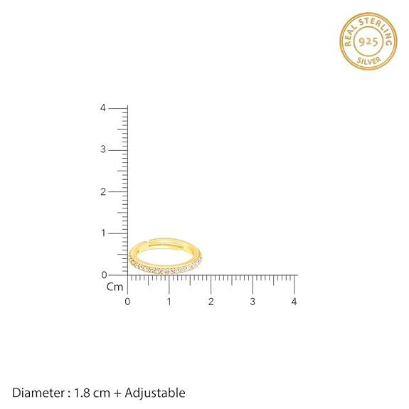 925 Silver Golden Minimal Zirconia Ring, Adjustable| Gifts for Women and Girls - Rajputtrade