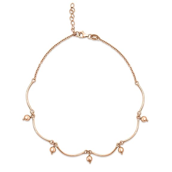 925 Sterling Silver Beads Drop Rose Gold Plating Hanging charm anklet (Single) | Gift for Women & Girls | - Rajputtrade