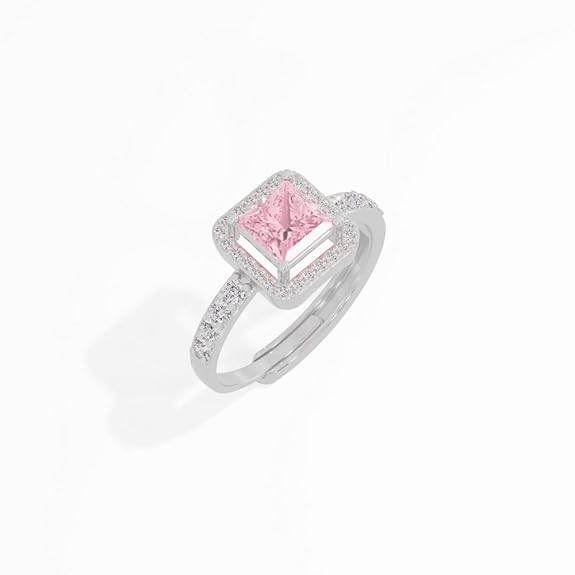 925 Sterling Silver 18K Gold and Rose Gold Plated Radiant Square Halo Ring | Gift for Women and Girls - Rajputtrade