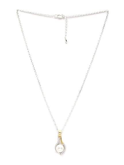 92.5 Sterling Silver Real Pearl Pendant with Chain | Gift for Women and Girls - Rajputtrade