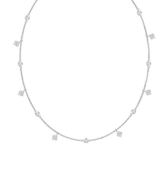 925 Sterling Silver Charm Minimal Necklace Chain | Rhodium Plated, Swiss Zirconia | Gift for Women Girls Wife Girlfriend - Rajputtrade