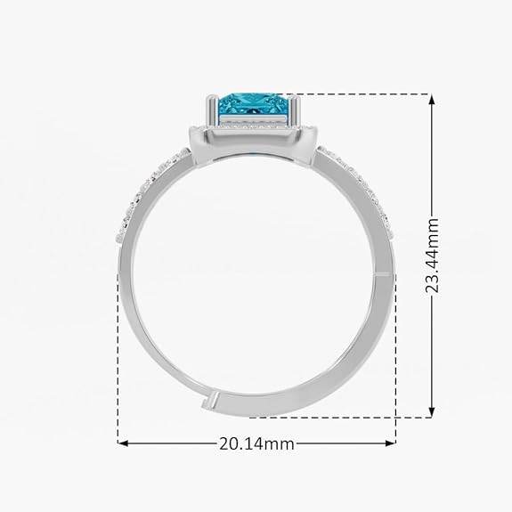 925 Sterling Silver 18K Gold and Rose Gold Plated Radiant Square Halo Ring | Gift for Women and Girls - Rajputtrade