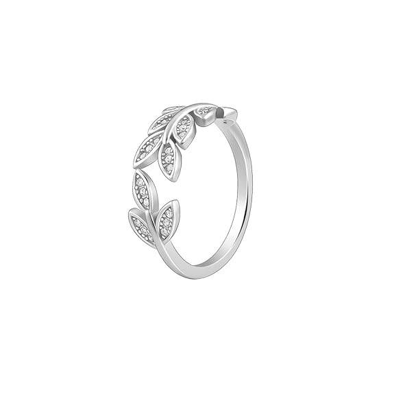 925 Silver Anushka Sharma Zircon Leaf Ring, Adjustable | Gifts for Girlfriend, Gifts for Women and Girls | - Rajputtrade