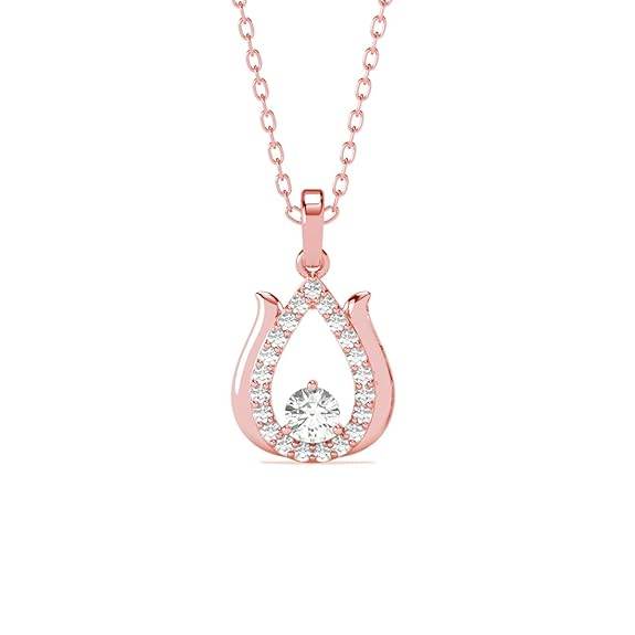 925 Sterling Silver Lotus Pendant Earrings Chain Necklace Jewellery Set | Rose Gold Plated, Swiss Zirconia | Gift for Women and Girls - Rajputtrade