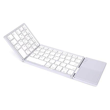 BITECHKART Foldable Bluetooth Keyboard, Pocket Size Portable Mini BT Wireless Keyboard with Touchpad for Android, Windows, PC, Tablet, with Rechargeable Li-ion Battery_20 x 10 x 3 cm Silver - Rajputtrade