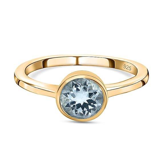 925 Sterling Silver Birthstone Ring for Women | 2 Ct Solitaire Bezel Set Gemstone | 18K Gold Plated | - Rajputtrade