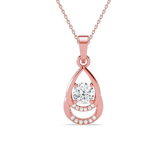 925 Sterling Silver Tosca Pendant Earrings Chain Necklace Jewellery Set | Rose Gold Plated, Swiss Zirconia |Gift for Women and Girls - Rajputtrade
