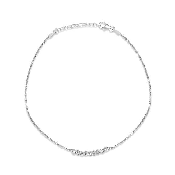 925 Sterling Silver Anklet Pair | Rhodium Plated Adorned Women Chain Anklet | - Rajputtrade